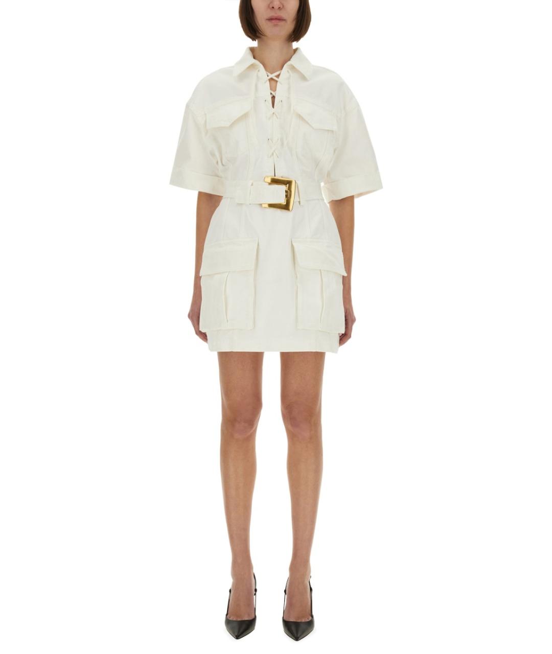 BALMAIN Белое хлопковое повседневное платье, фото 2
