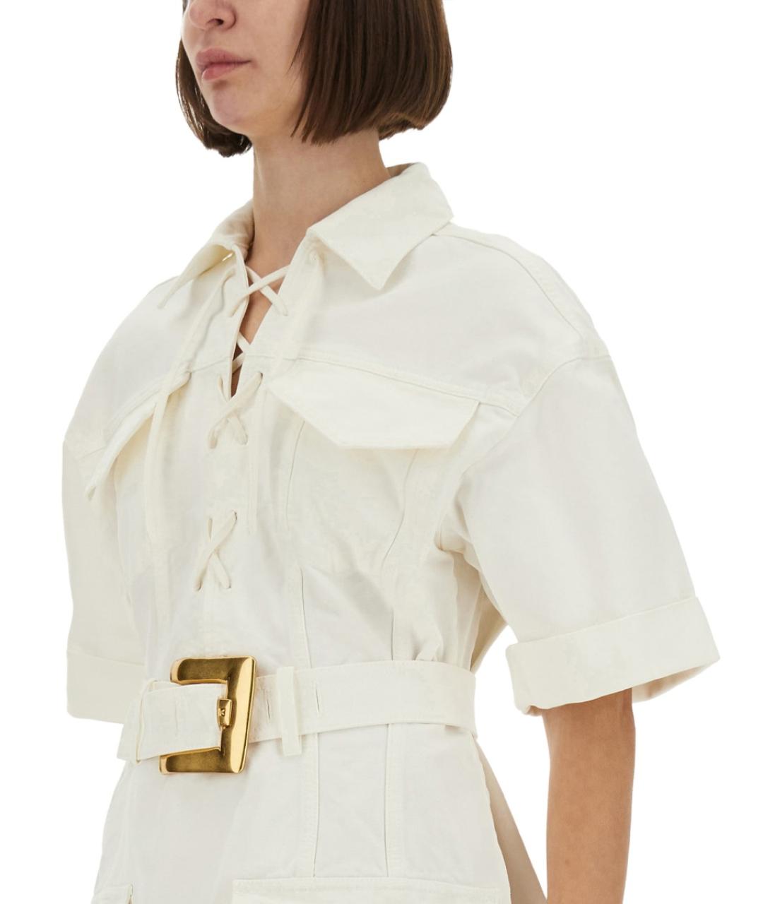 BALMAIN Белое хлопковое повседневное платье, фото 5