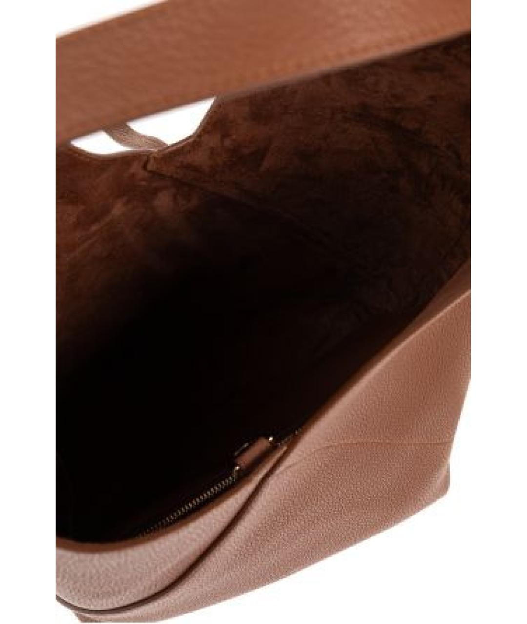 FERRAGAMO Коричневая кожаная сумка с короткими ручками, фото 4