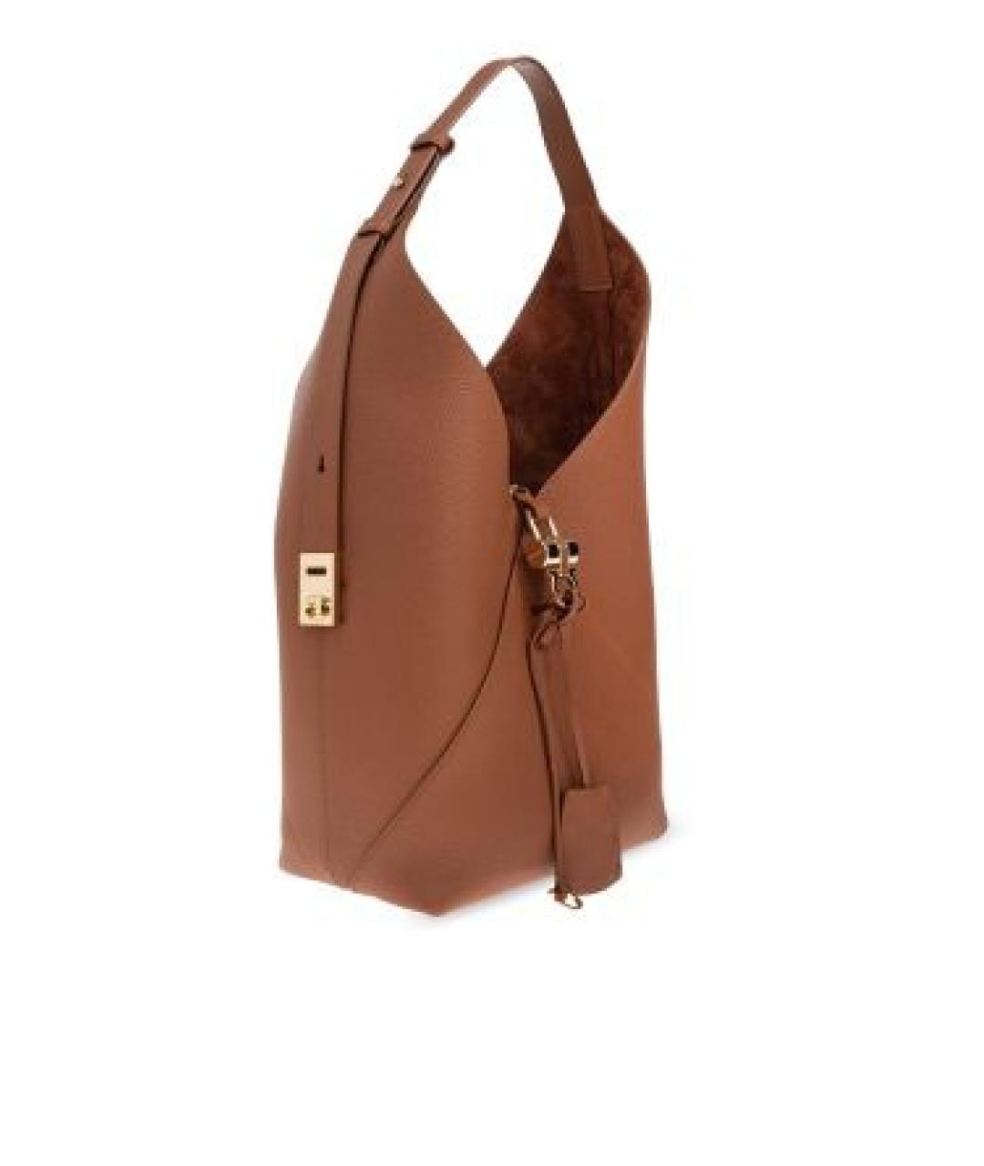 FERRAGAMO Коричневая кожаная сумка с короткими ручками, фото 3