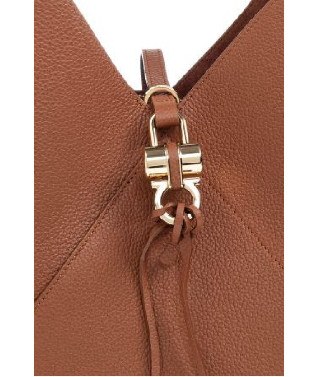 FERRAGAMO Коричневая кожаная сумка с короткими ручками, фото 5