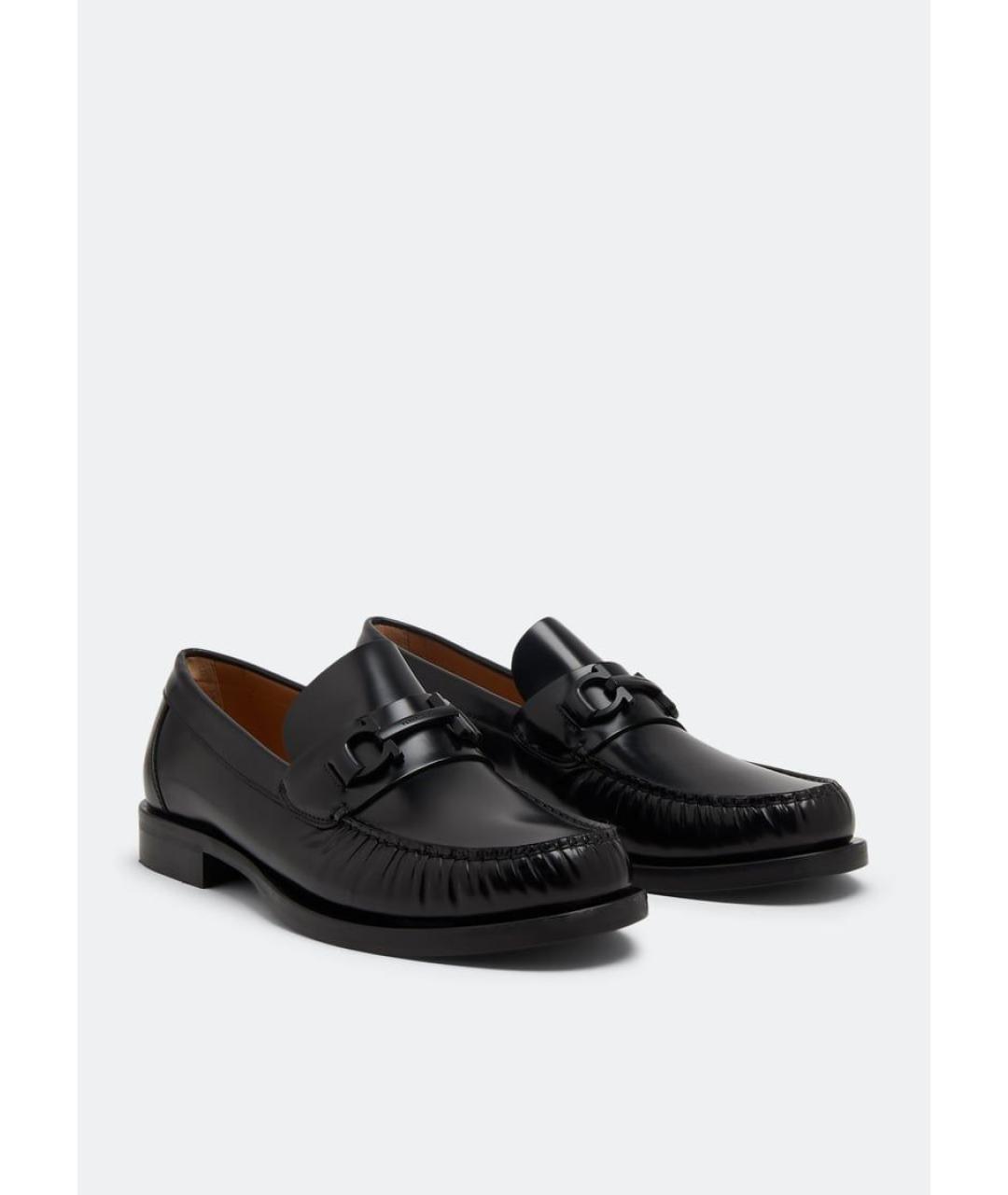 FERRAGAMO Черные кожаные лоферы, фото 4