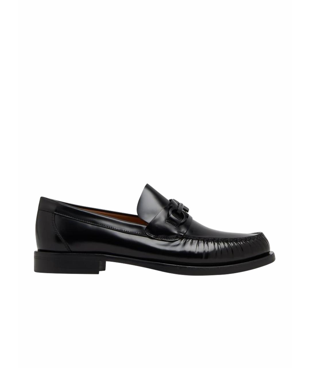 FERRAGAMO Черные кожаные лоферы, фото 1