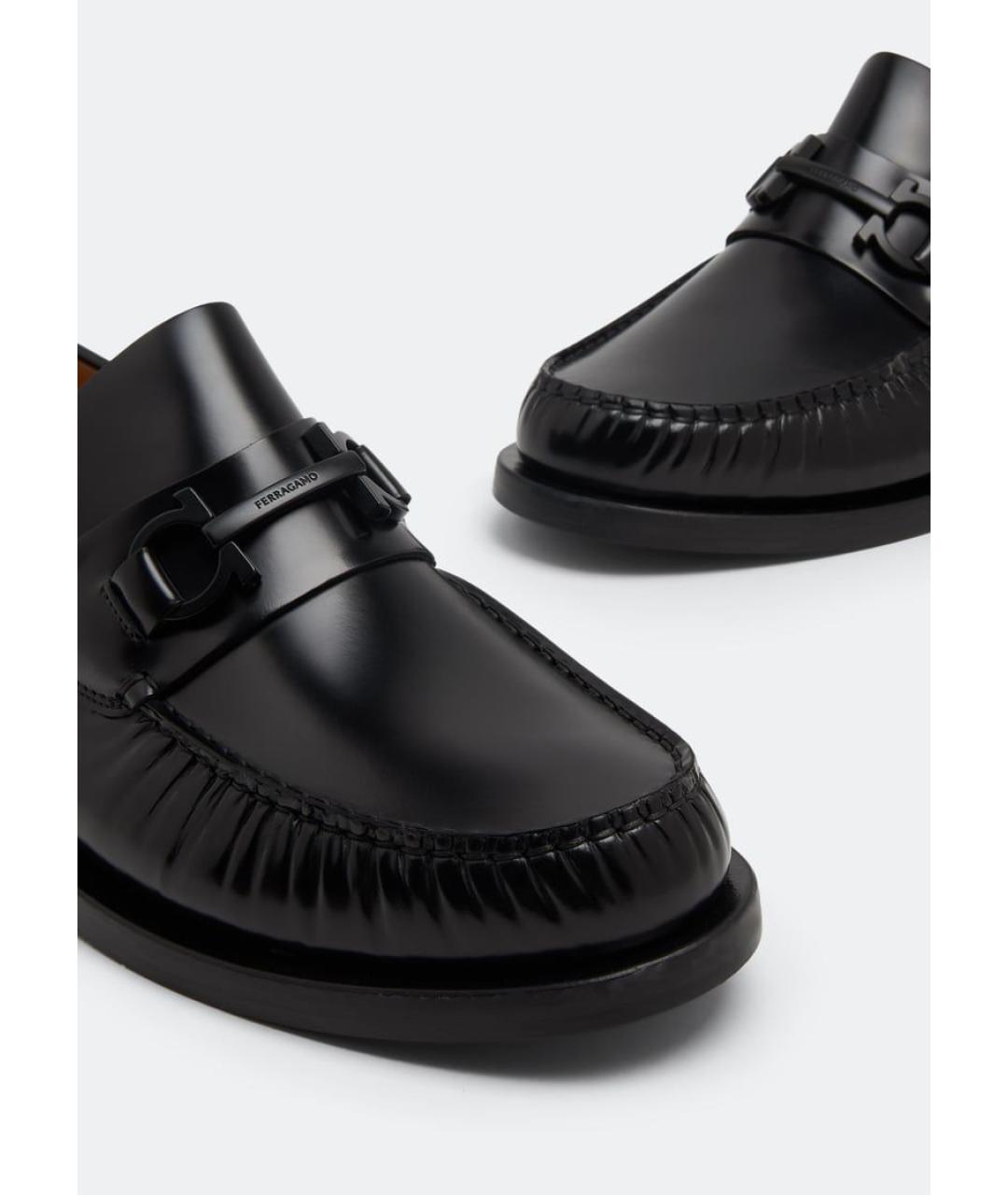 FERRAGAMO Черные кожаные лоферы, фото 2