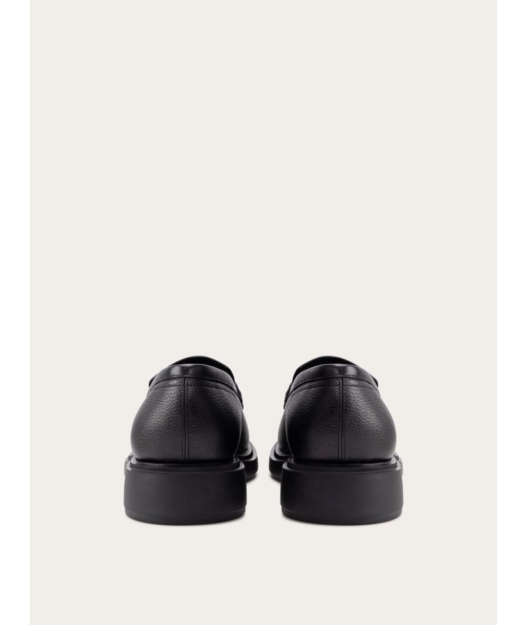 FERRAGAMO Черные кожаные лоферы, фото 4