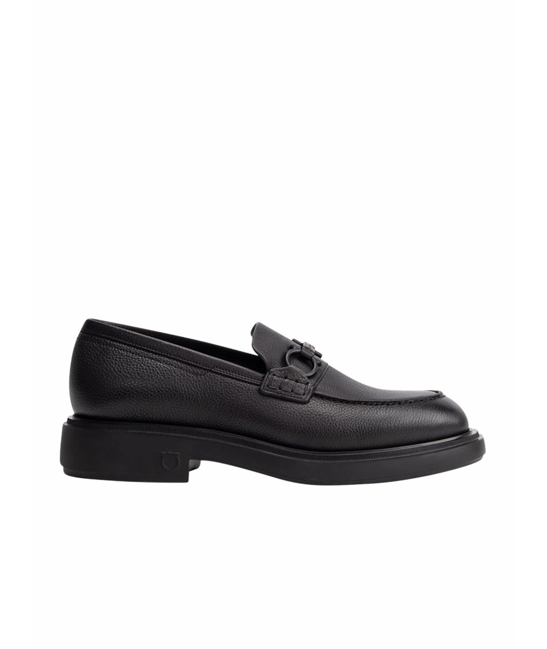 FERRAGAMO Черные кожаные лоферы, фото 1