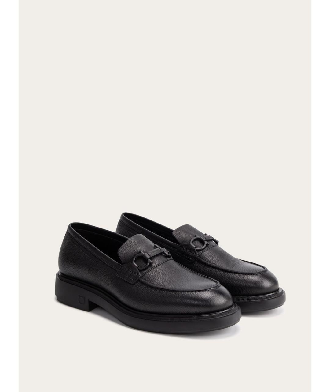 FERRAGAMO Черные кожаные лоферы, фото 2