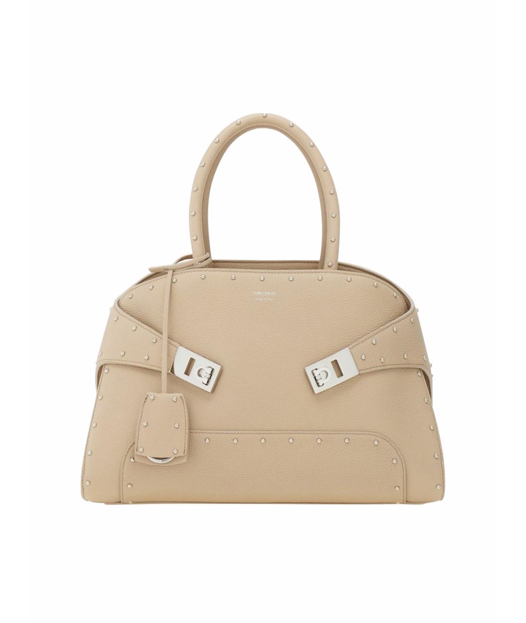 FERRAGAMO Бежевая кожаная сумка тоут, фото 1