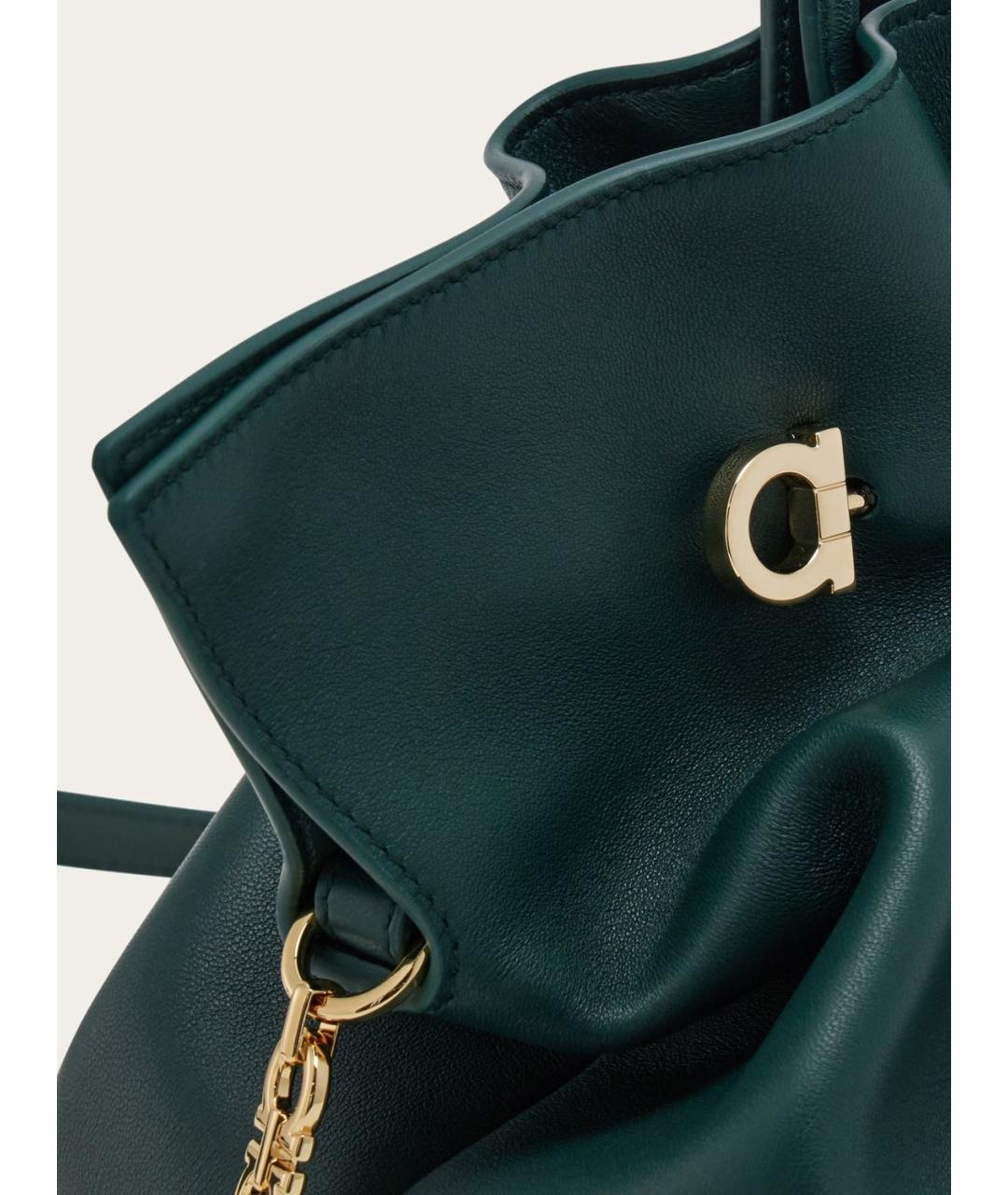 FERRAGAMO Зеленая кожаная сумка тоут, фото 5