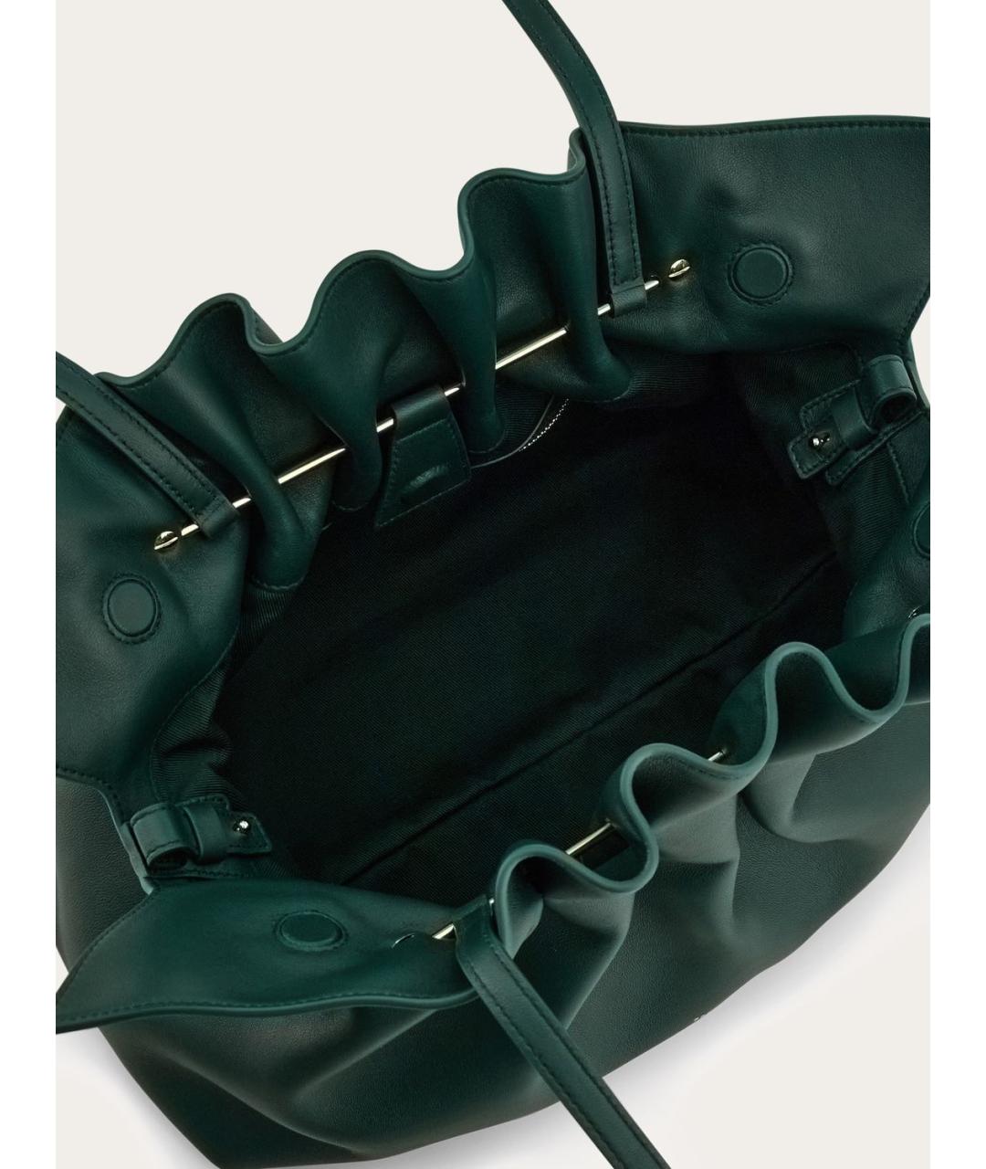 FERRAGAMO Зеленая кожаная сумка тоут, фото 3