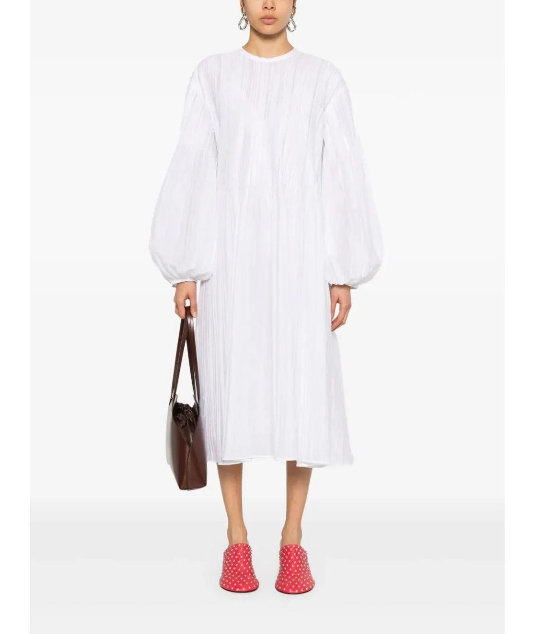 JIL SANDER Белое хлопковое повседневное платье, фото 2