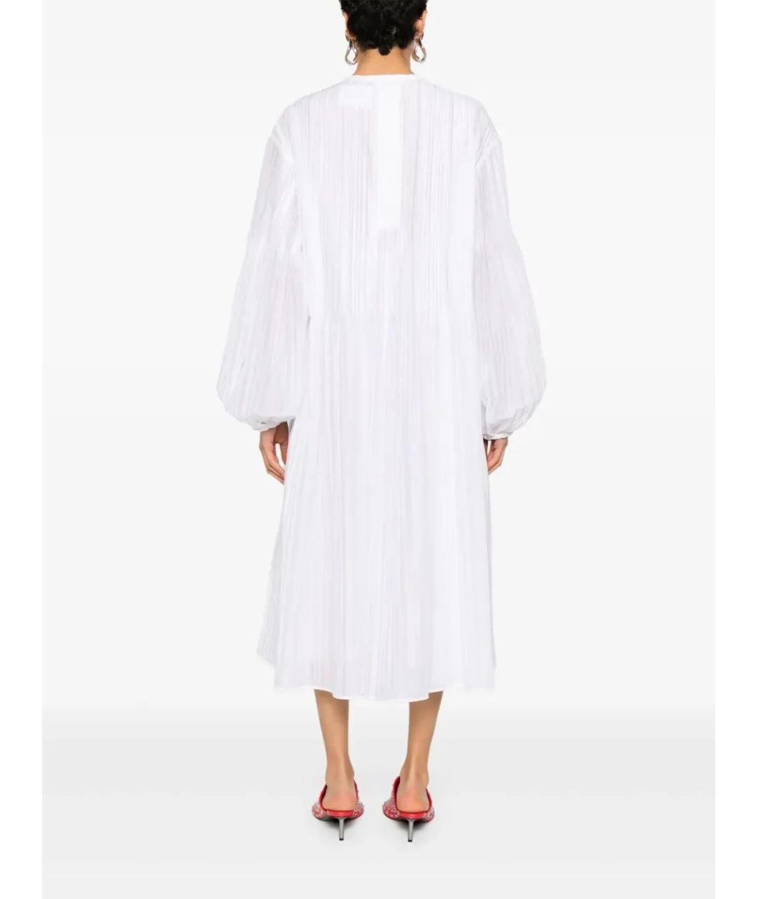 JIL SANDER Белое хлопковое повседневное платье, фото 3