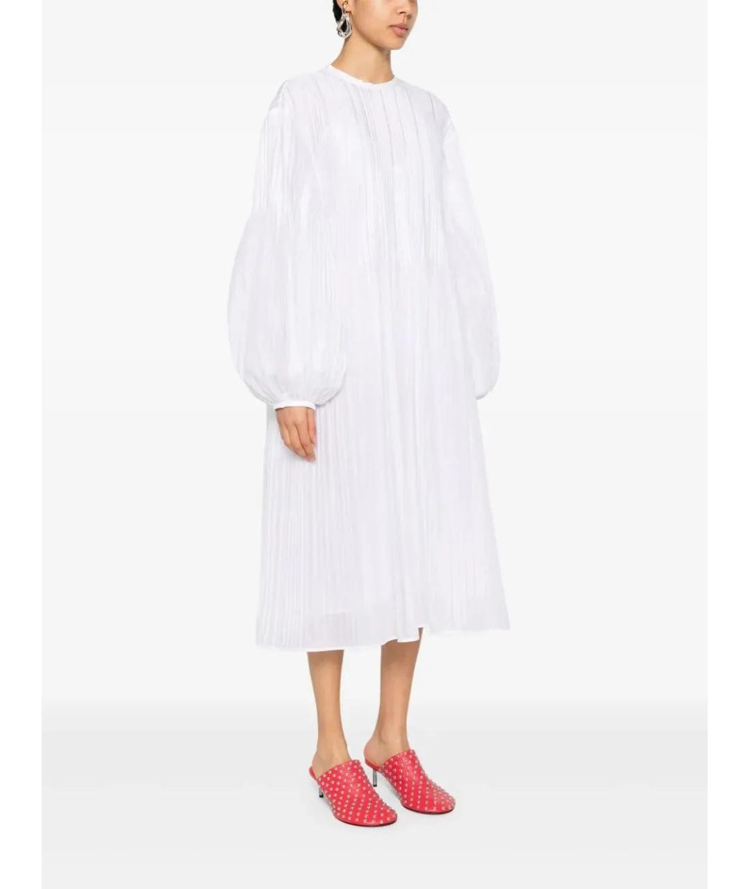 JIL SANDER Белое хлопковое повседневное платье, фото 4