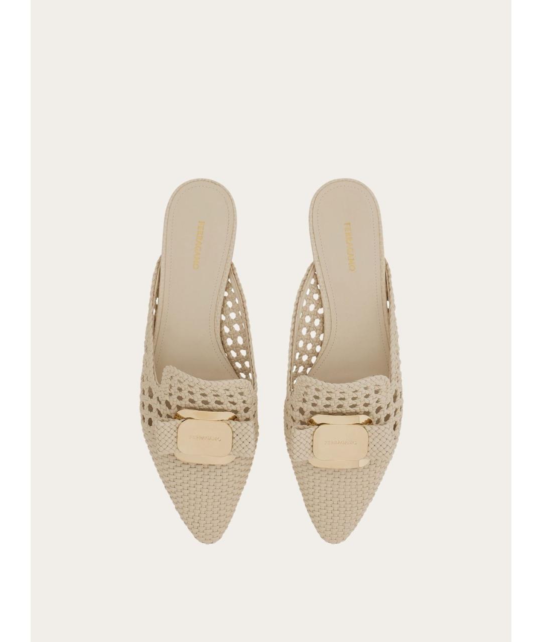 FERRAGAMO Бежевые мюли, фото 3