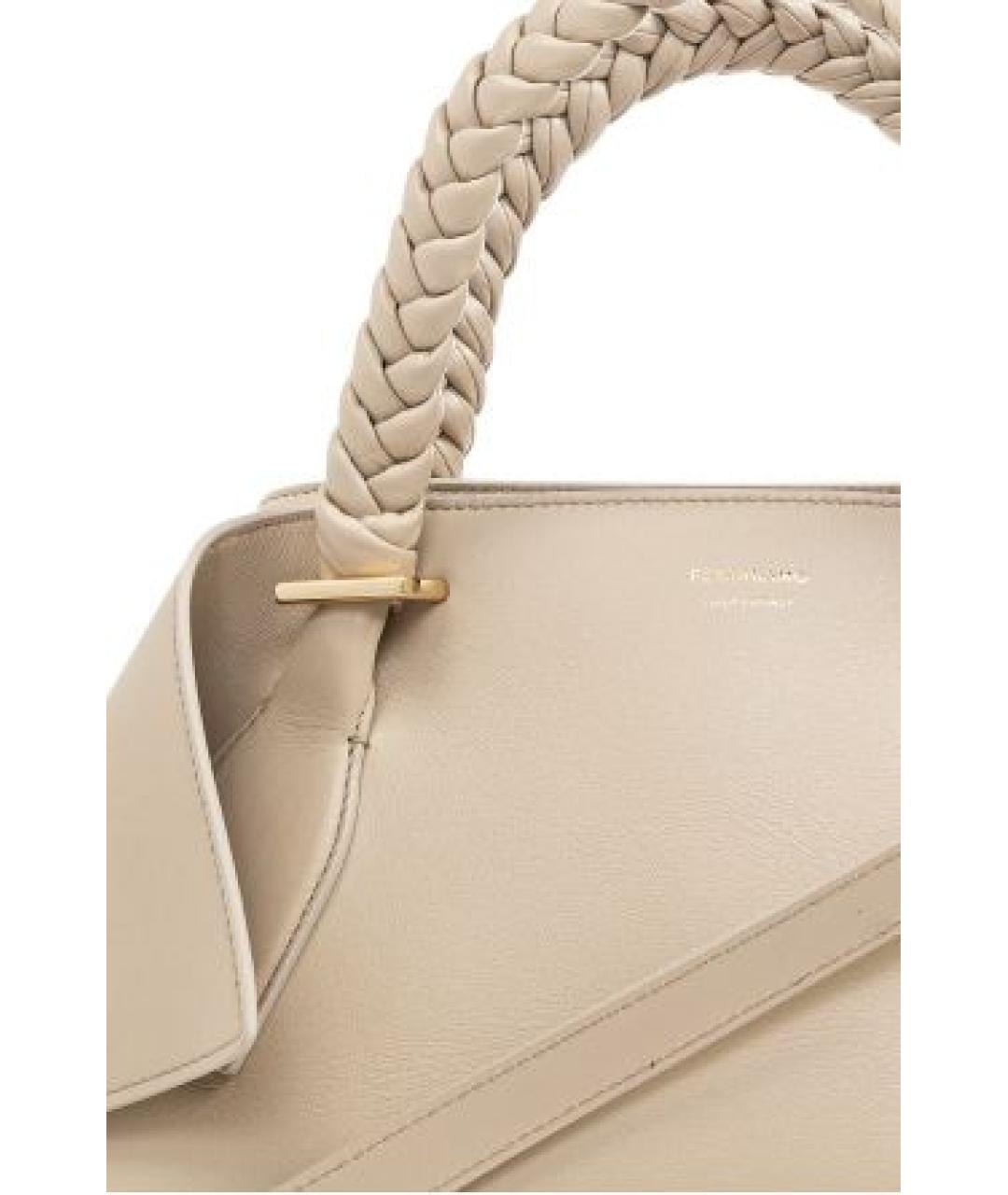 FERRAGAMO Бежевая кожаная сумка с короткими ручками, фото 5