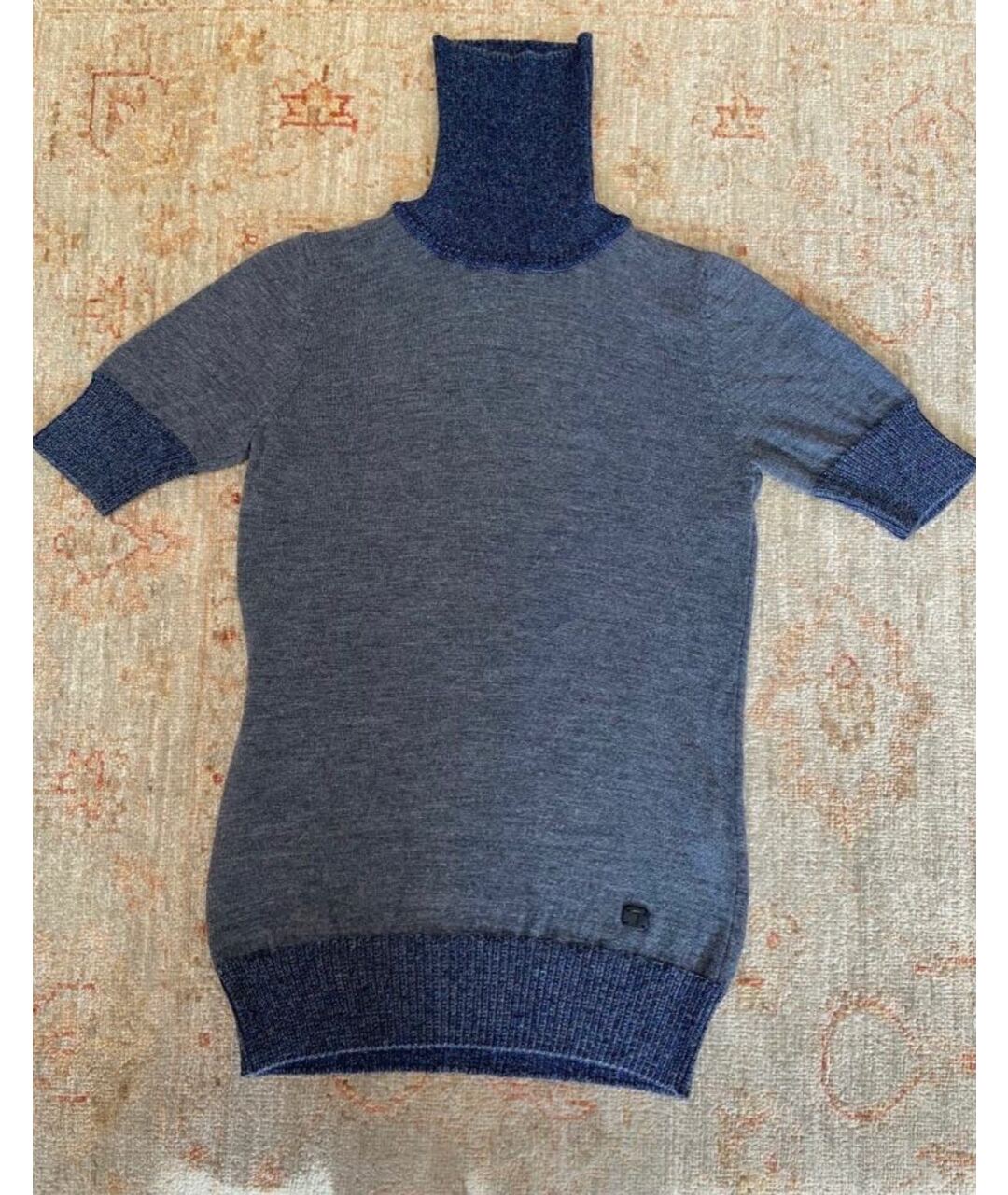 TRUSSARDI Синий шерстяной джемпер / свитер, фото 2
