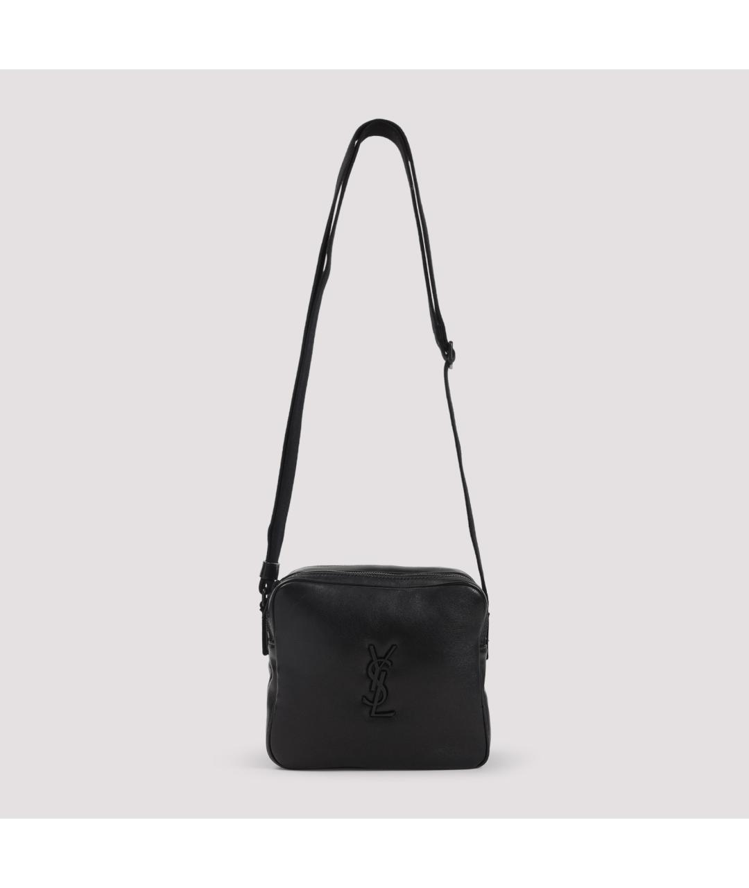 SAINT LAURENT Черная кожаная сумка через плечо, фото 2