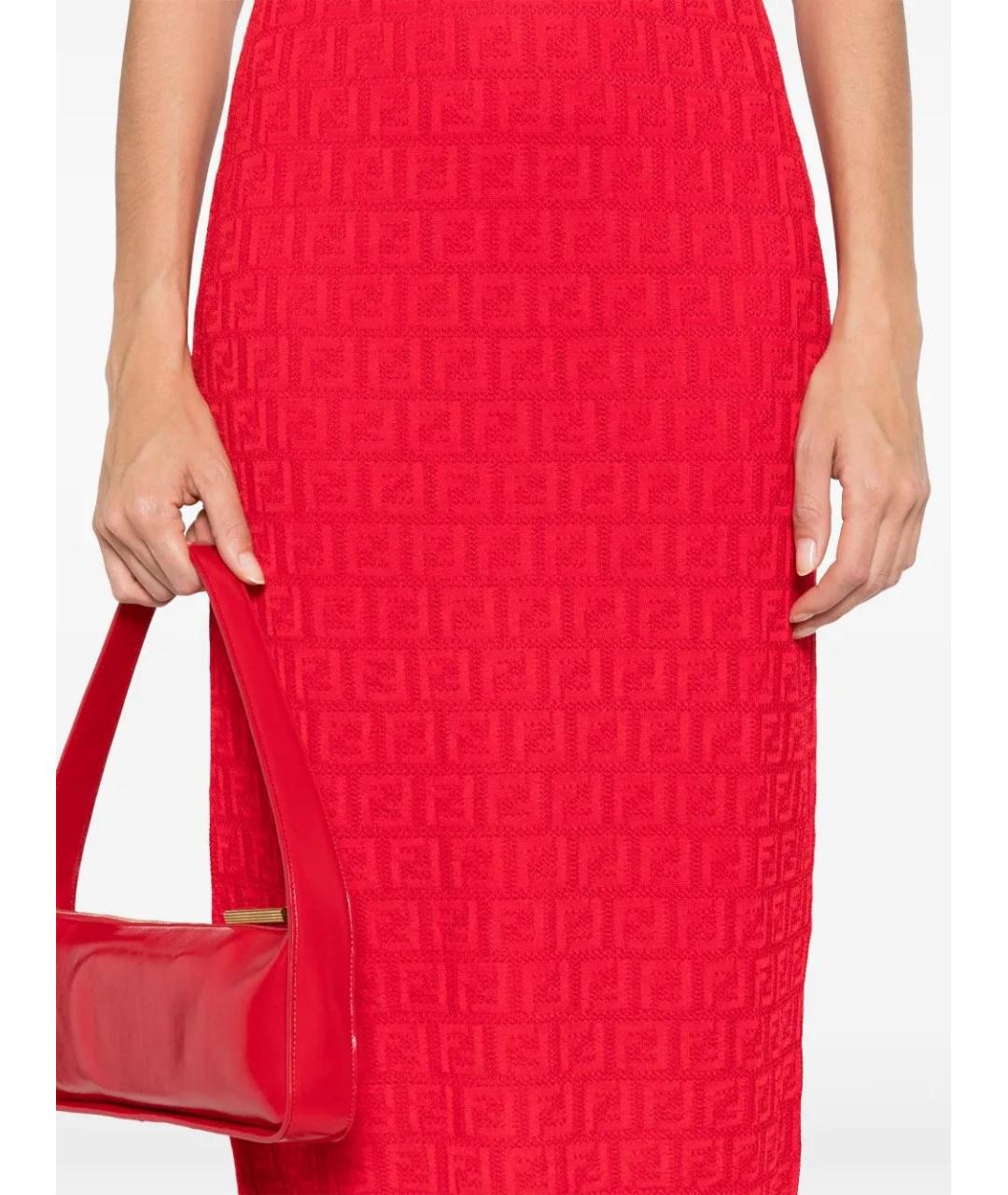 FENDI Красное хлопковое повседневное платье, фото 5
