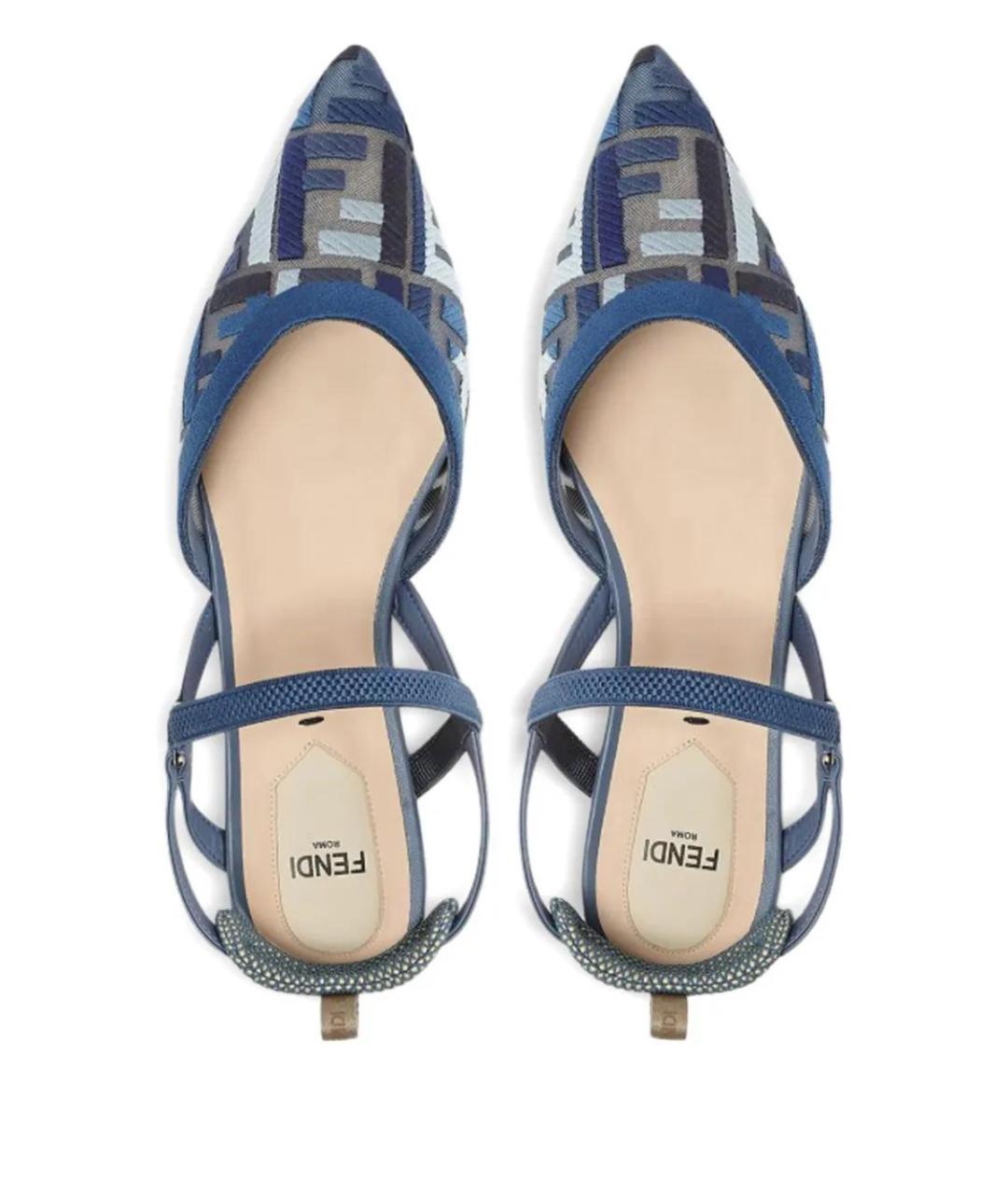 FENDI Синие текстильные балетки, фото 3
