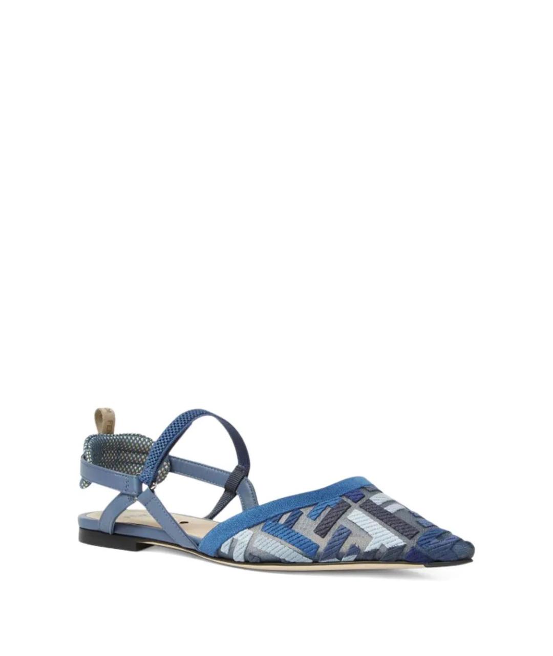 FENDI Синие текстильные балетки, фото 2