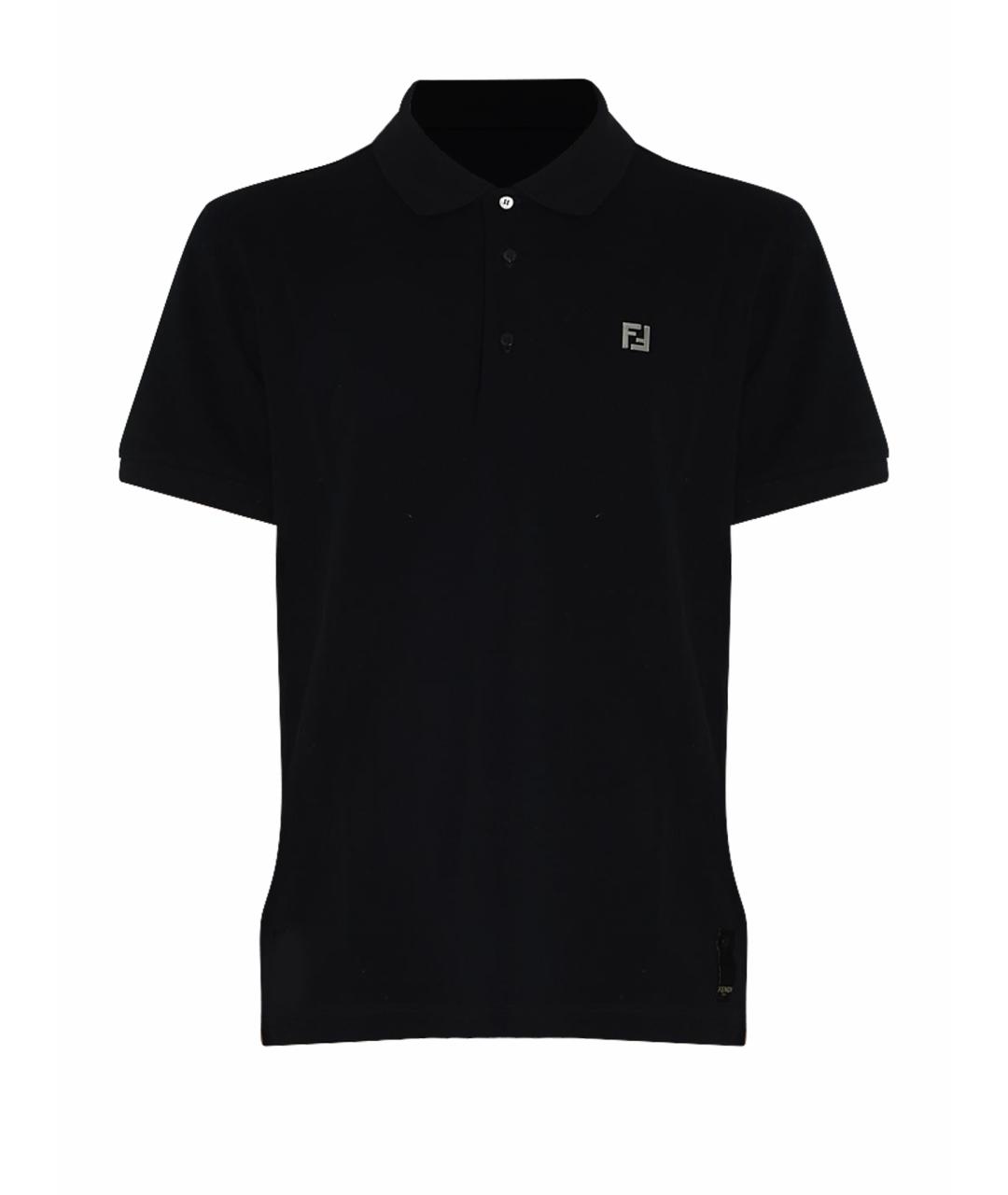 FENDI Черное хлопковое поло с коротким рукавом, фото 1