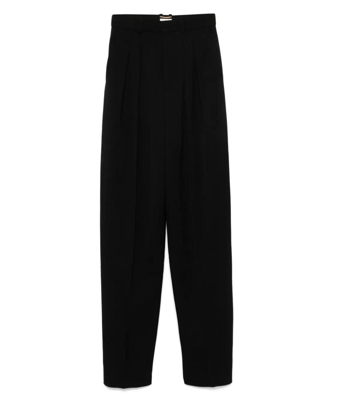 SAINT LAURENT Черные хлопковые прямые брюки, фото 1