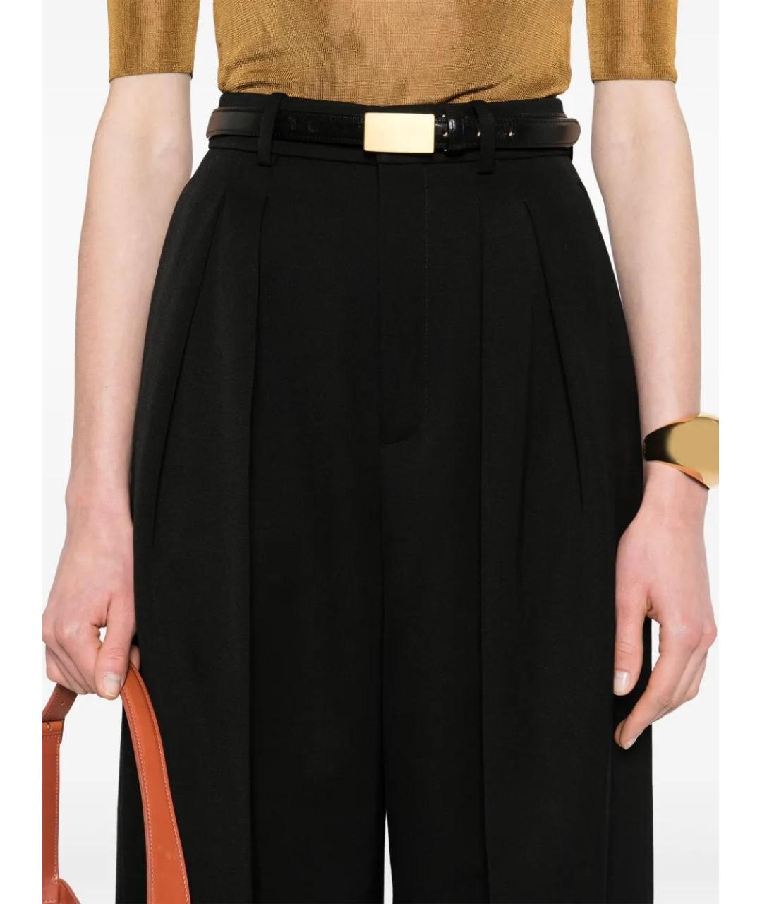 SAINT LAURENT Черные хлопковые прямые брюки, фото 5