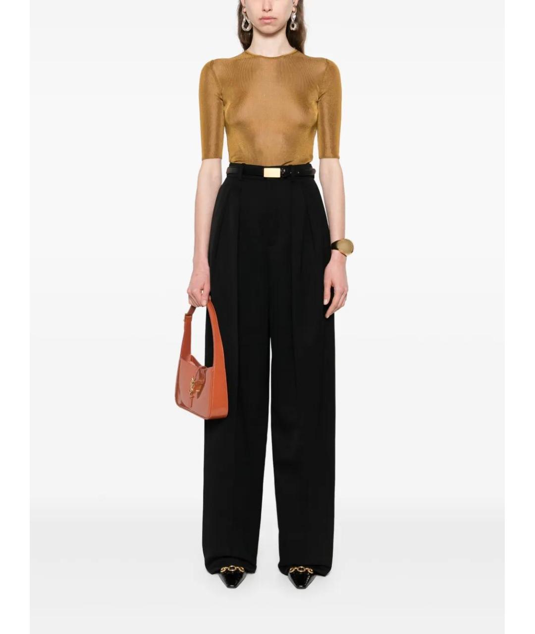 SAINT LAURENT Черные хлопковые прямые брюки, фото 2
