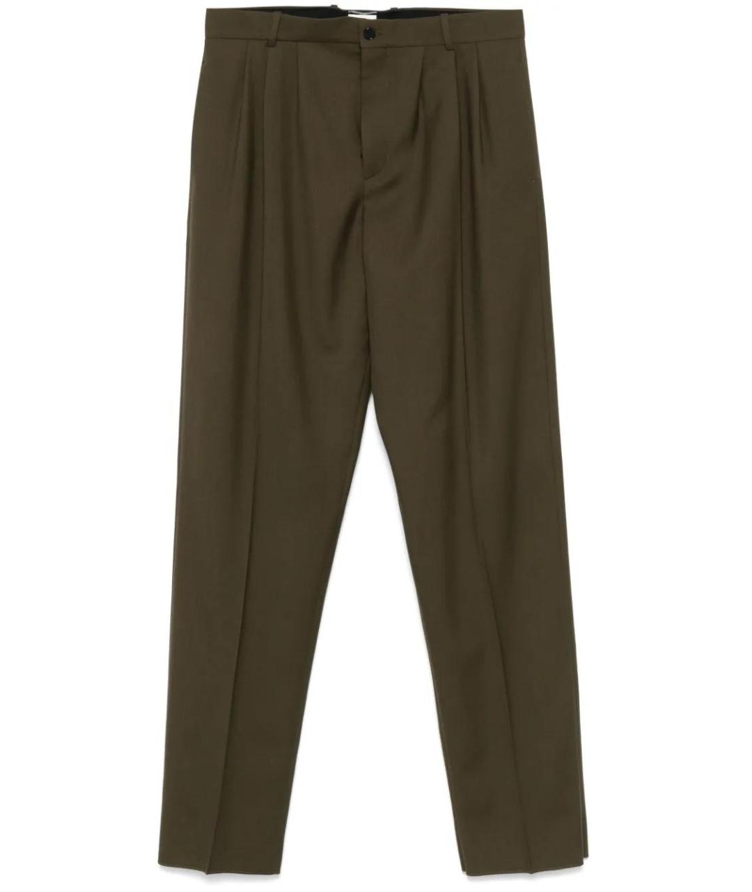 SAINT LAURENT Хаки хлопковые повседневные брюки, фото 1