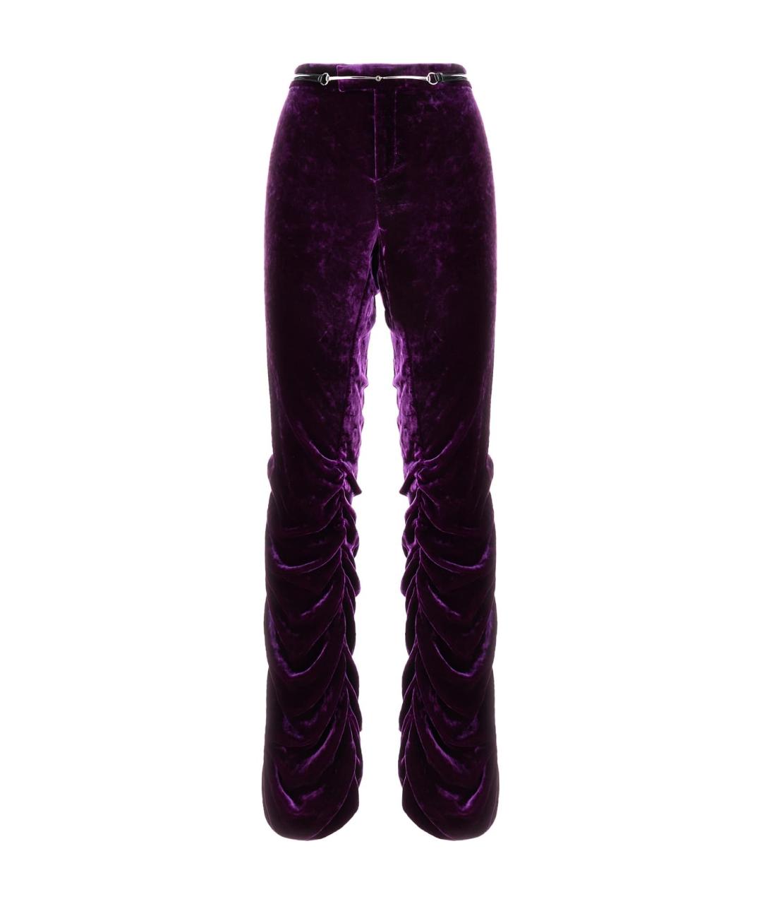 GUCCI Фиолетовые вискозные прямые брюки, фото 1