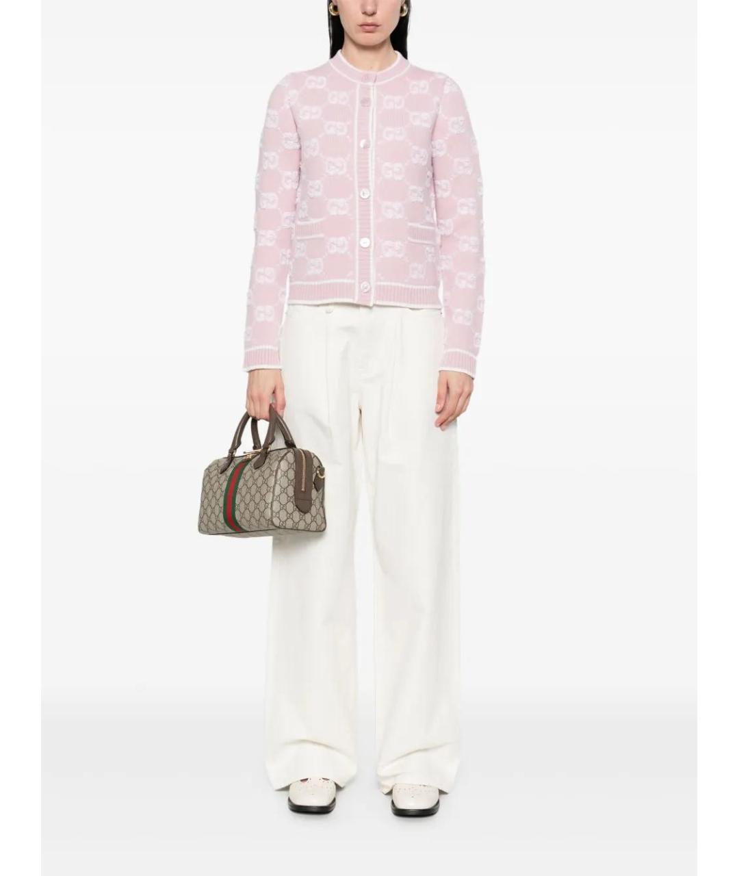GUCCI Розовый шерстяной кардиган, фото 2