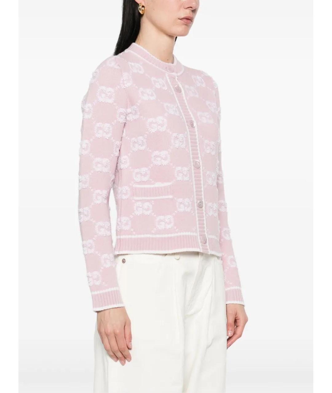 GUCCI Розовый шерстяной кардиган, фото 3