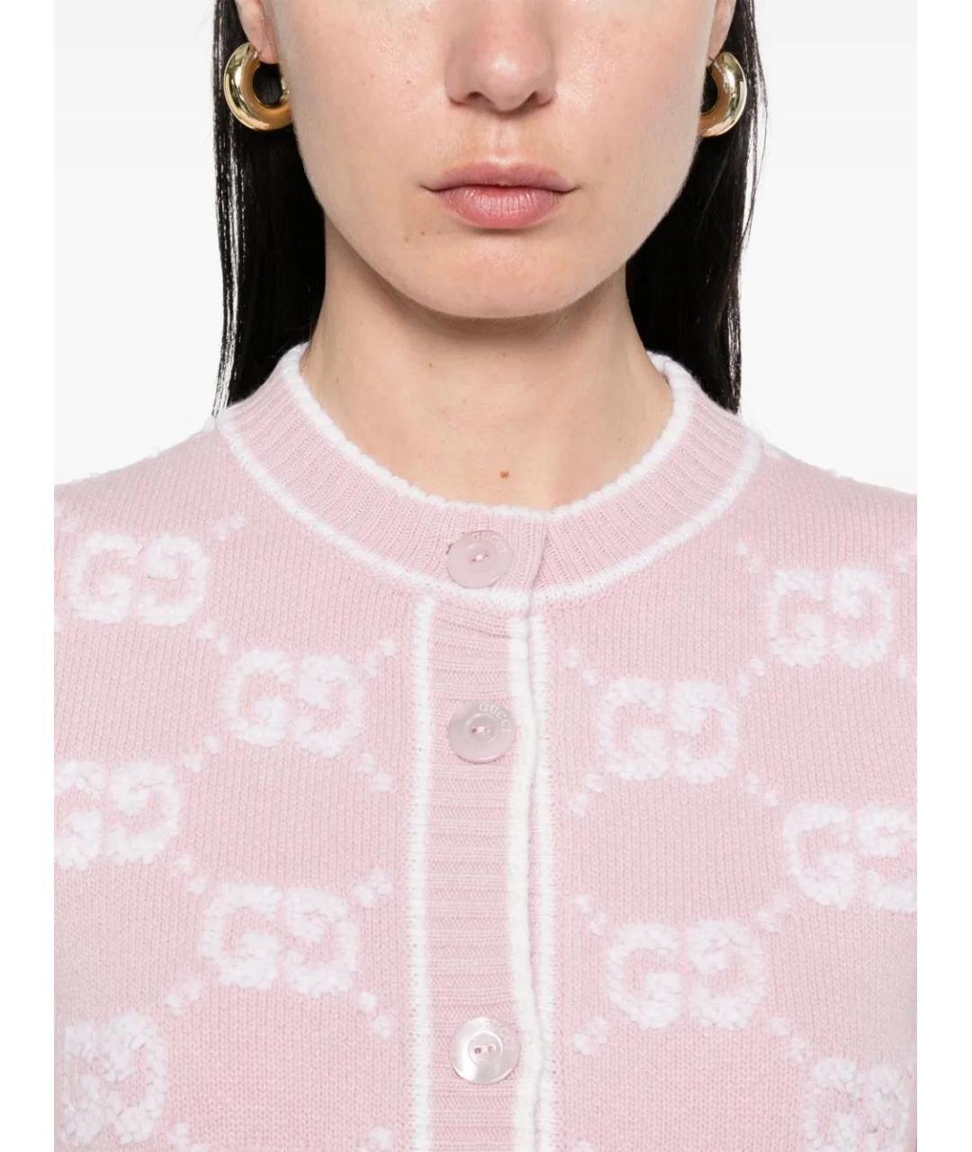 GUCCI Розовый шерстяной кардиган, фото 5