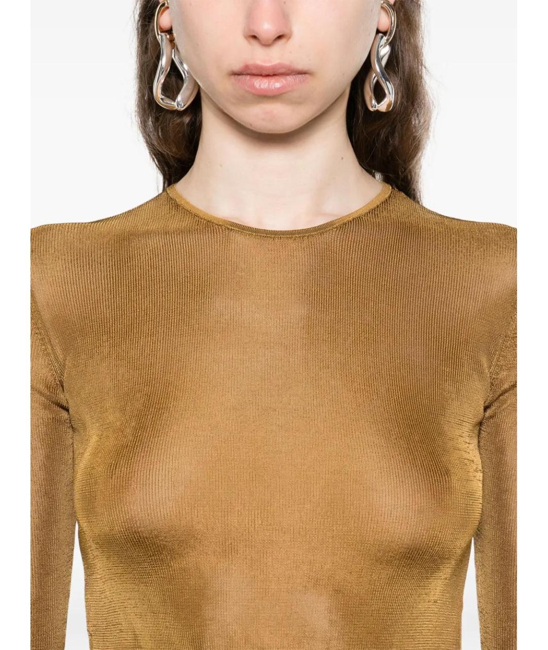 SAINT LAURENT Коричневая вискозная футболка, фото 5