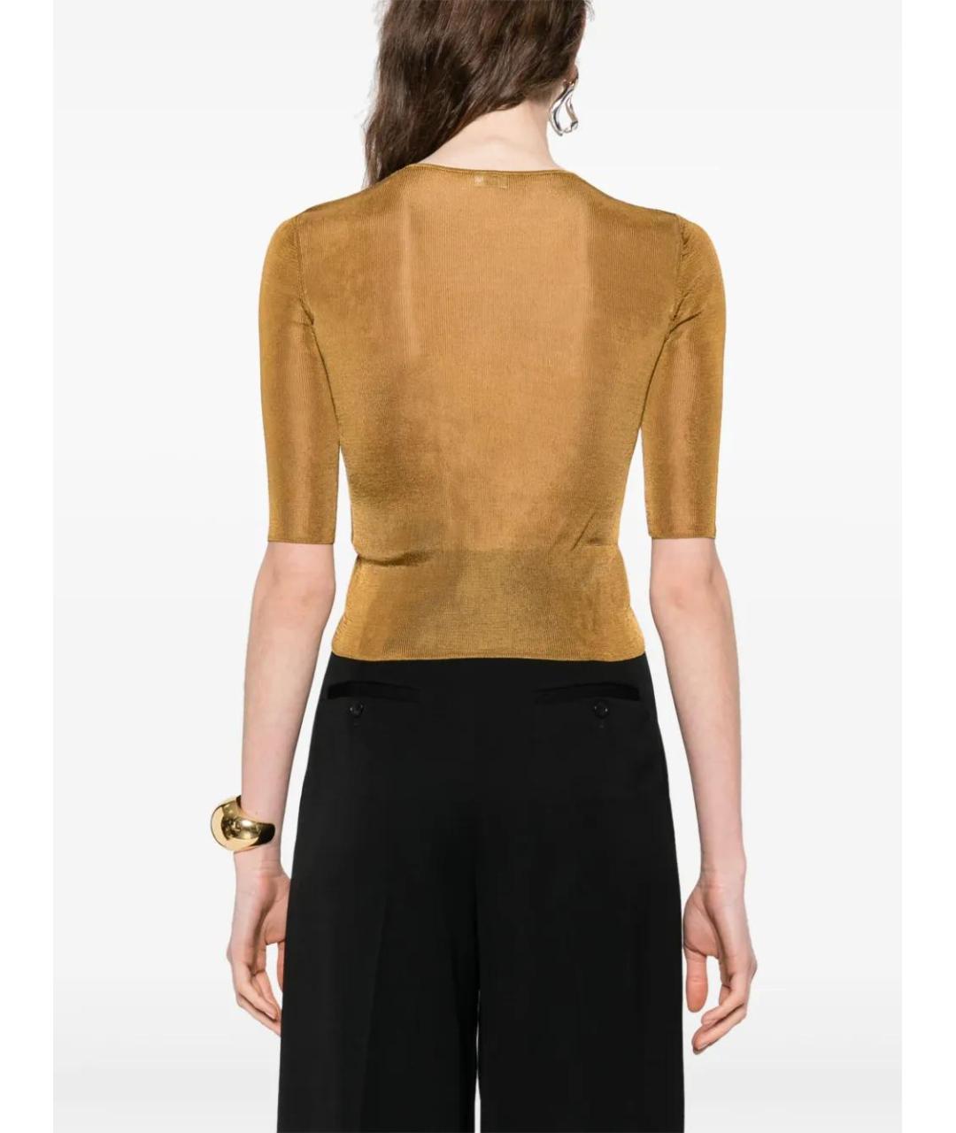 SAINT LAURENT Коричневая вискозная футболка, фото 4