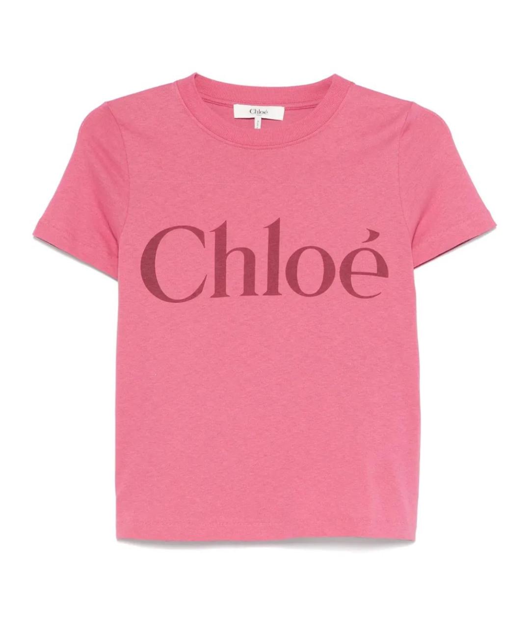 CHLOE Розовая хлопковая футболка, фото 1