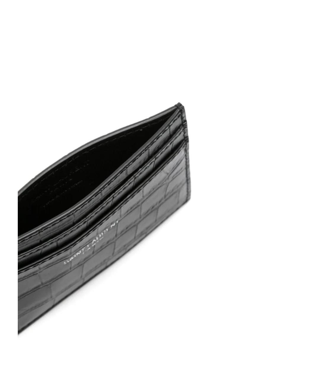 SAINT LAURENT Черный кожаный кардхолдер, фото 3