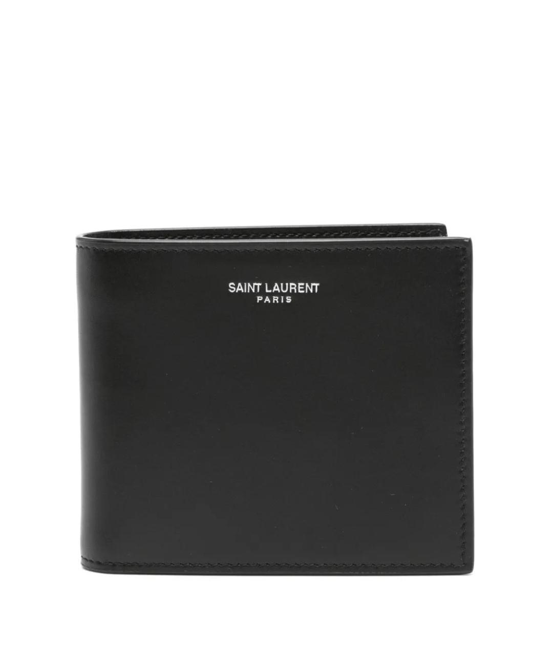 SAINT LAURENT Черный кожаный кошелек, фото 1