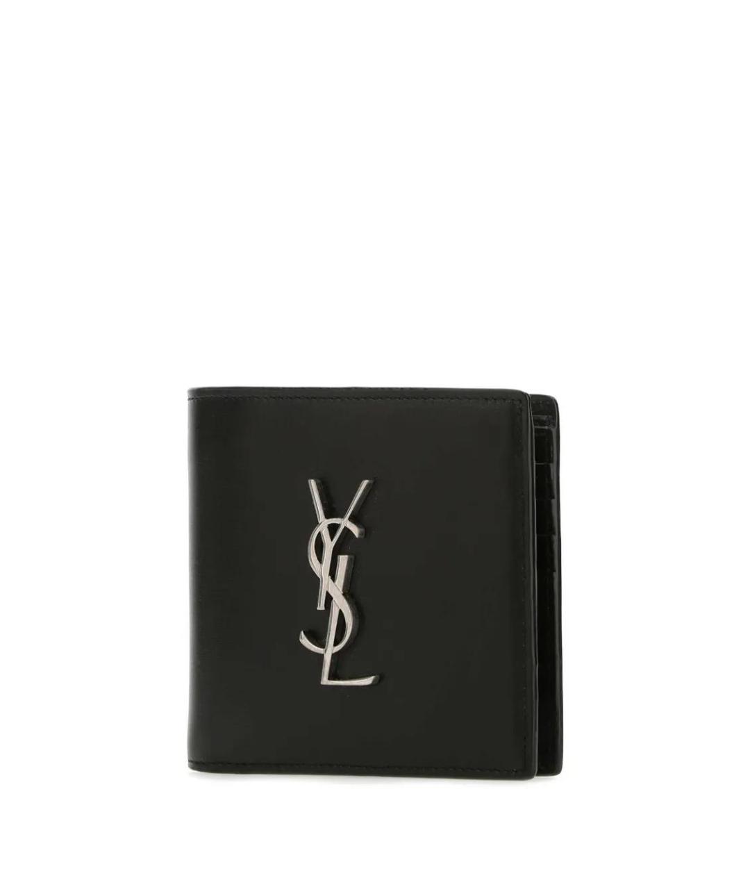 SAINT LAURENT Черный кожаный кошелек, фото 3