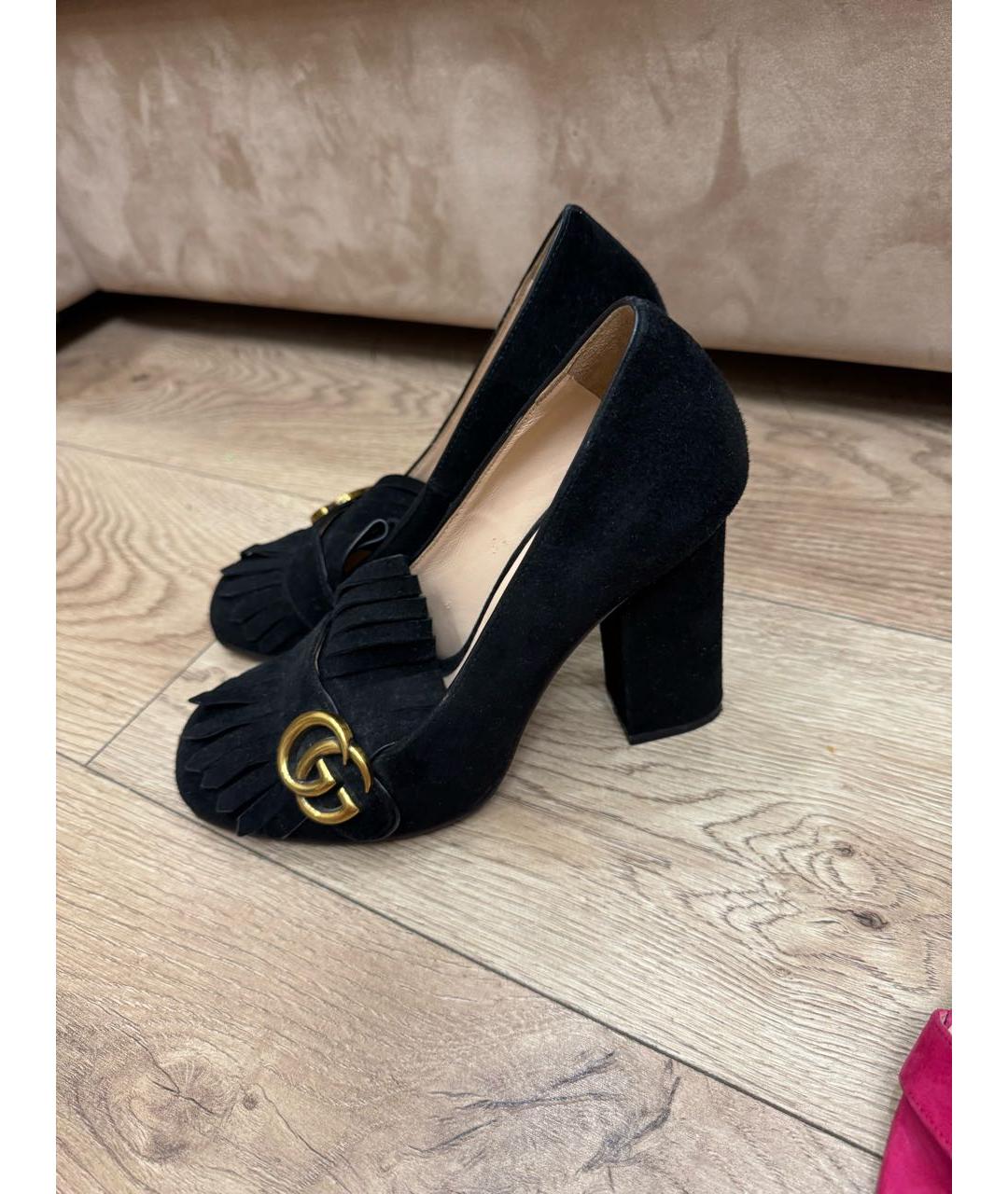 GUCCI Черные замшевые туфли, фото 7