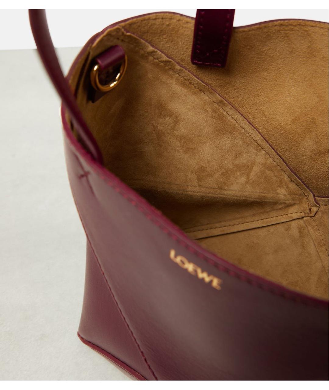 LOEWE Бордовая кожаная сумка тоут, фото 6