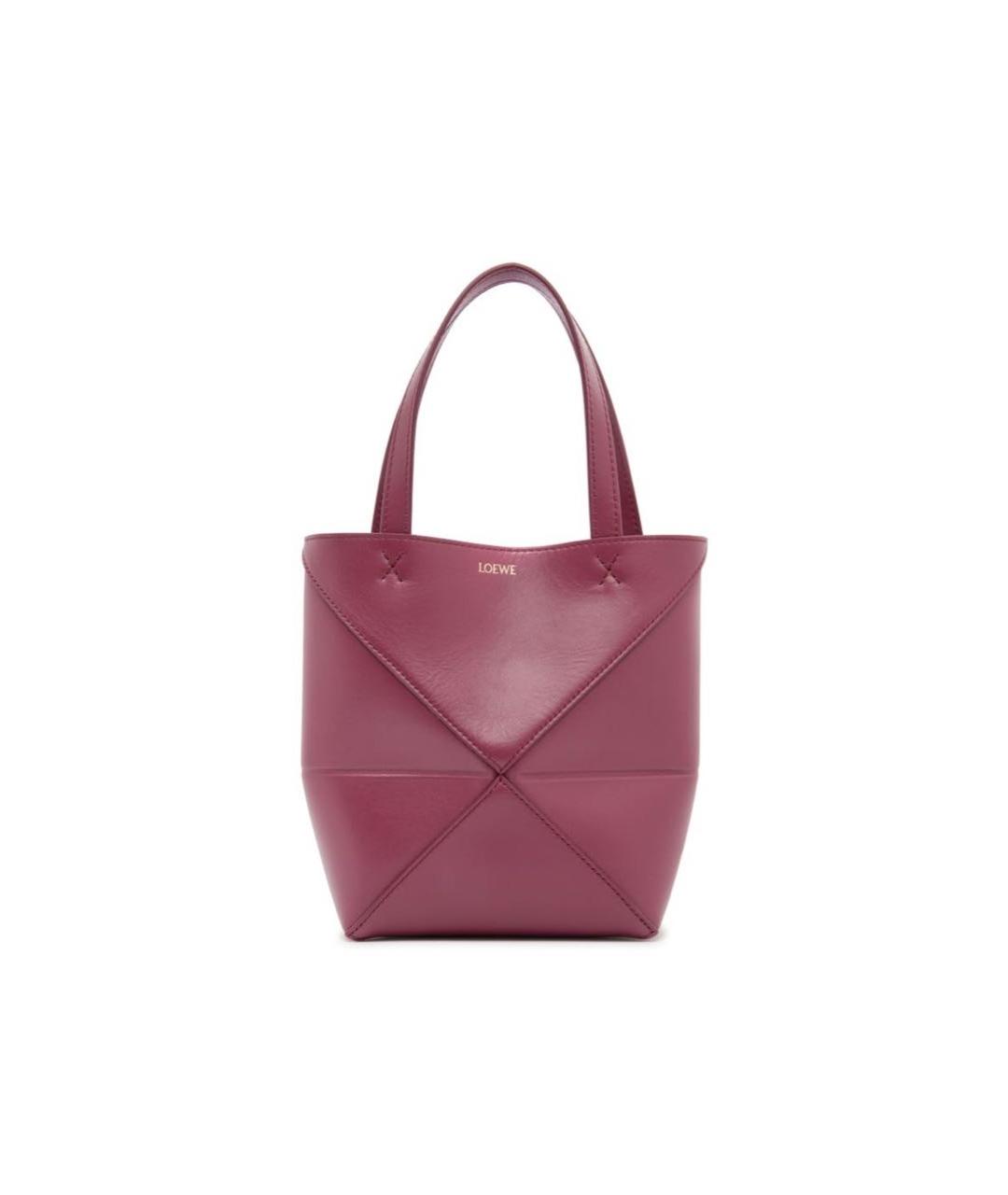 LOEWE Бордовая кожаная сумка тоут, фото 7