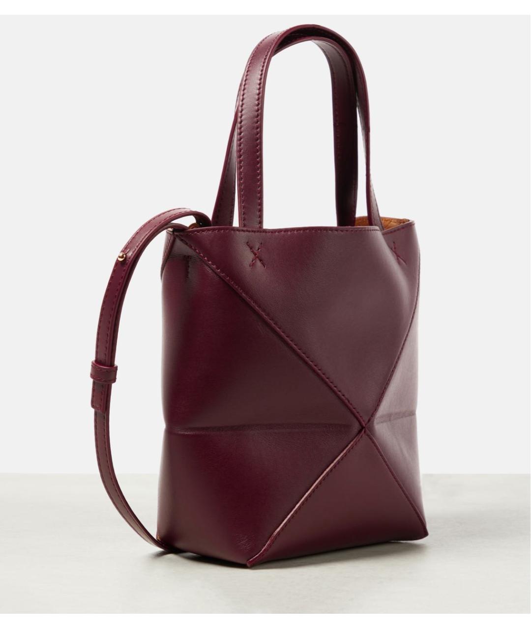 LOEWE Бордовая кожаная сумка тоут, фото 5