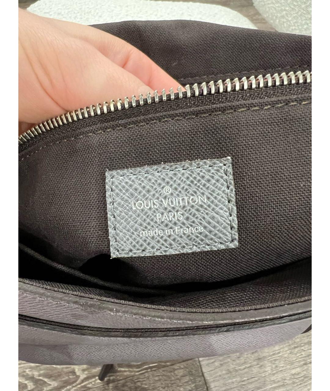 LOUIS VUITTON Антрацитовая кожаная сумка на плечо, фото 6