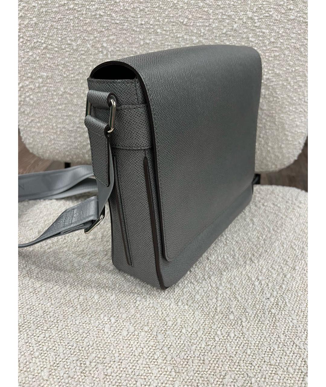 LOUIS VUITTON Антрацитовая кожаная сумка на плечо, фото 2