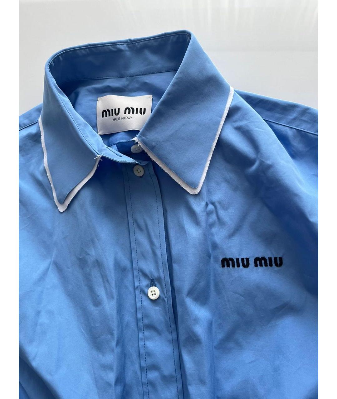 MIU MIU Голубое хлопковое повседневное платье, фото 3
