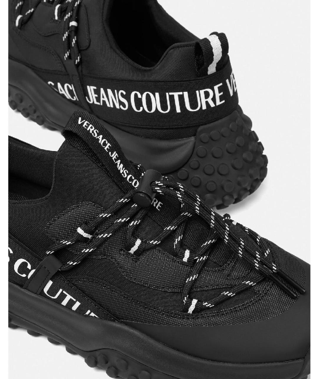 VERSACE JEANS COUTURE Черные кожаные низкие кроссовки / кеды, фото 6