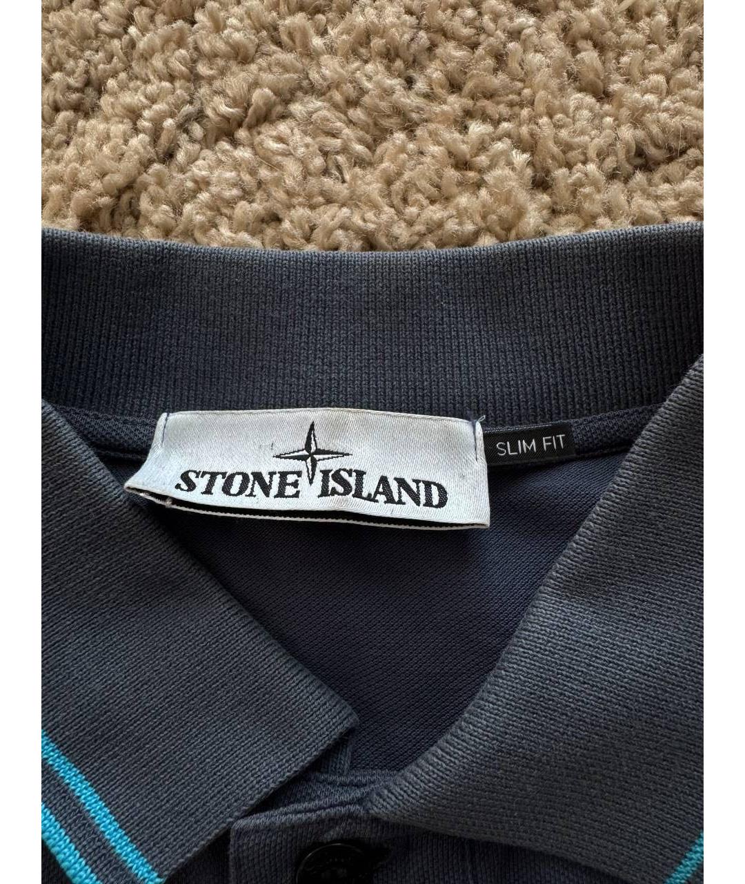 STONE ISLAND Темно-синее хлопковое поло с коротким рукавом, фото 6