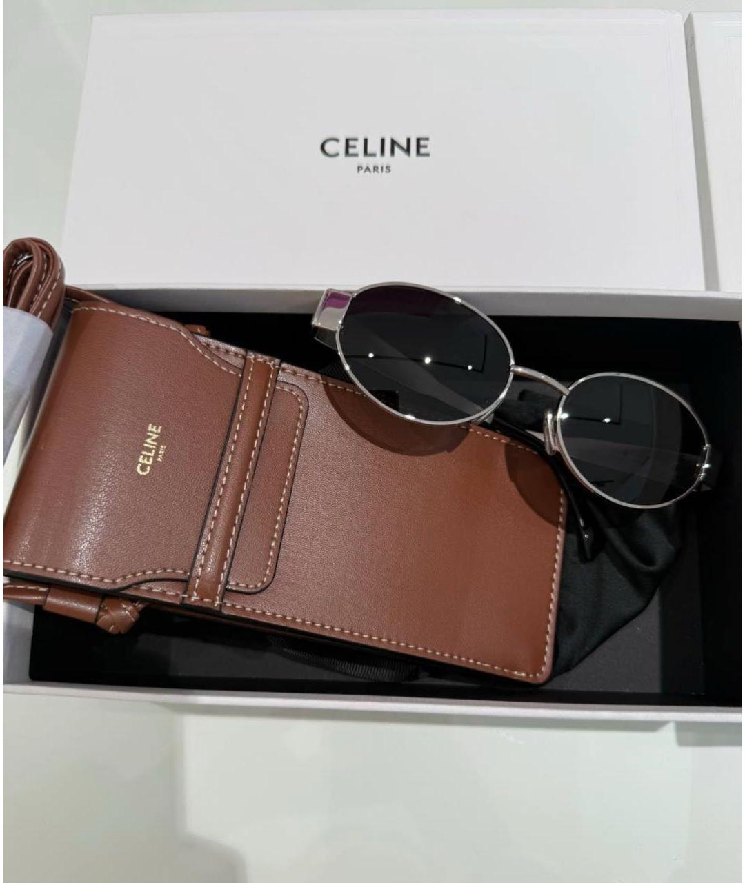 CELINE Серебряные металлические солнцезащитные очки, фото 4