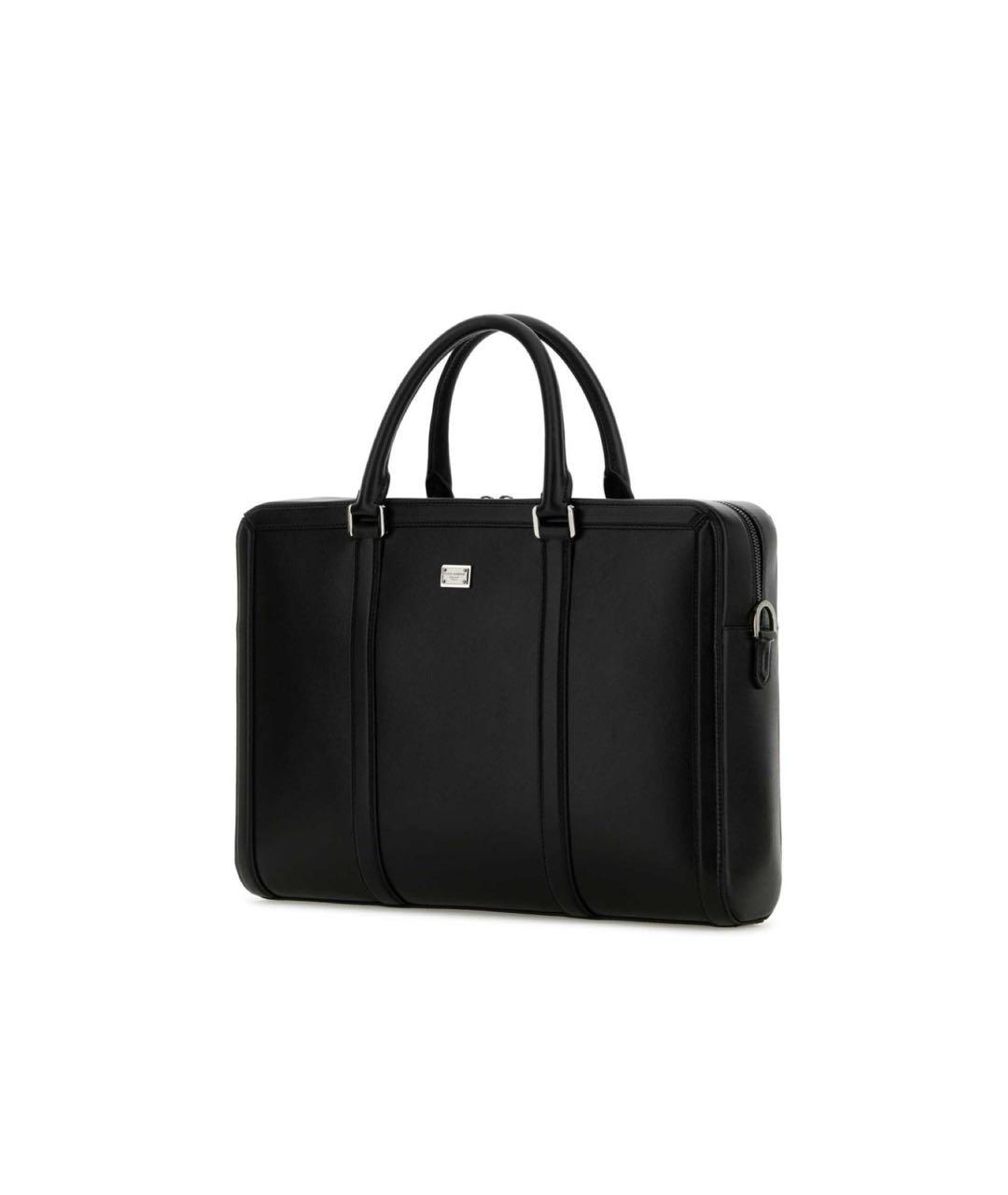 DOLCE&GABBANA Черный кожаный портфель, фото 2
